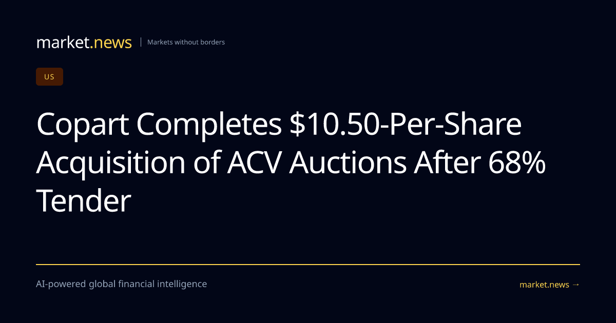 Copart Completes $10.50-Per-Share Acquisition of ACV Auctions After 68% ...