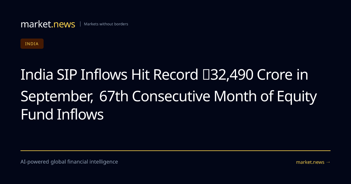 India SIP Inflows Hit Record ₹32,490 Crore in September, 67th ...